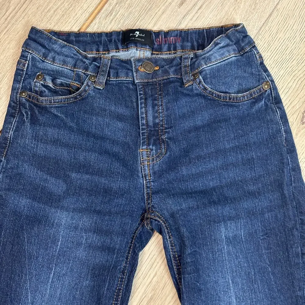 7 For All Mankind Slimmy Adjustable Waistband Girls Size 12 Jeans Darkwash Denim